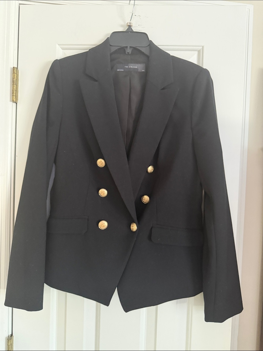 The Limited Black Double-Breasted Blazer with Gold Buttons